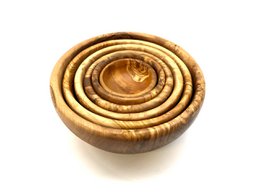 Set van 6 kommen ROND gemaakt van olijfhout