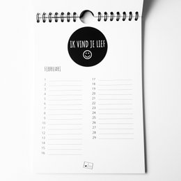 Feathers birthday calendar - A5 size