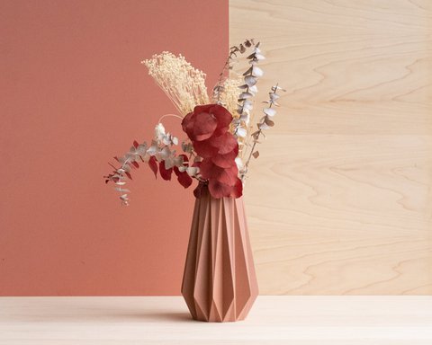 ORIGAMI VASE Terracotta Wood