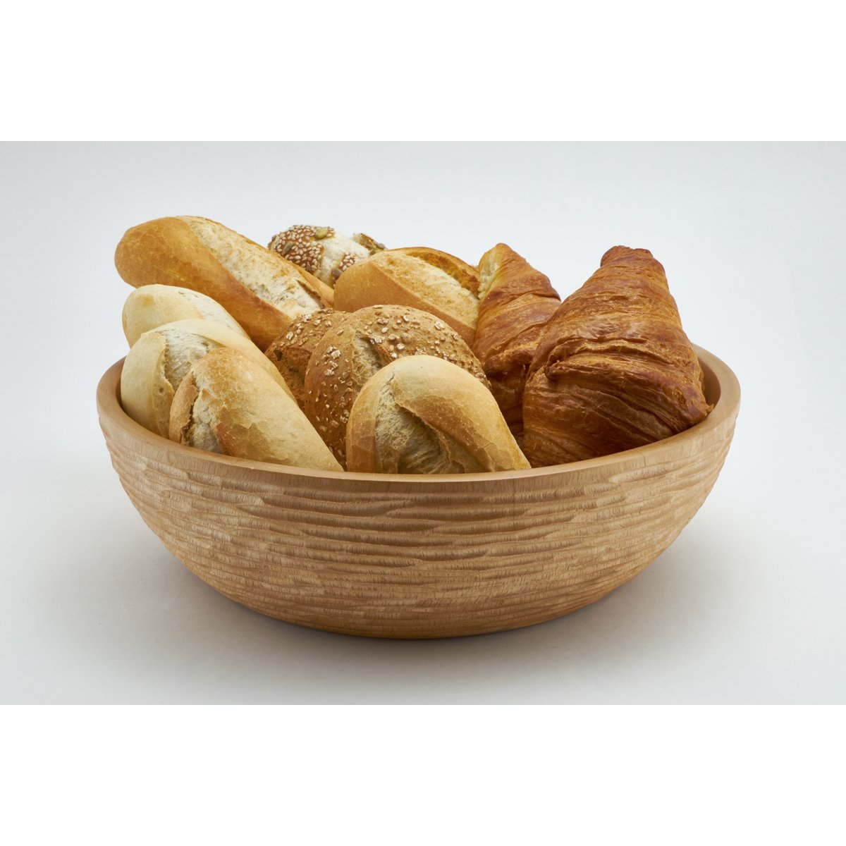 Wooden bowl - fruit bowl - salad bowl - model Carved Low - natural - different sizes