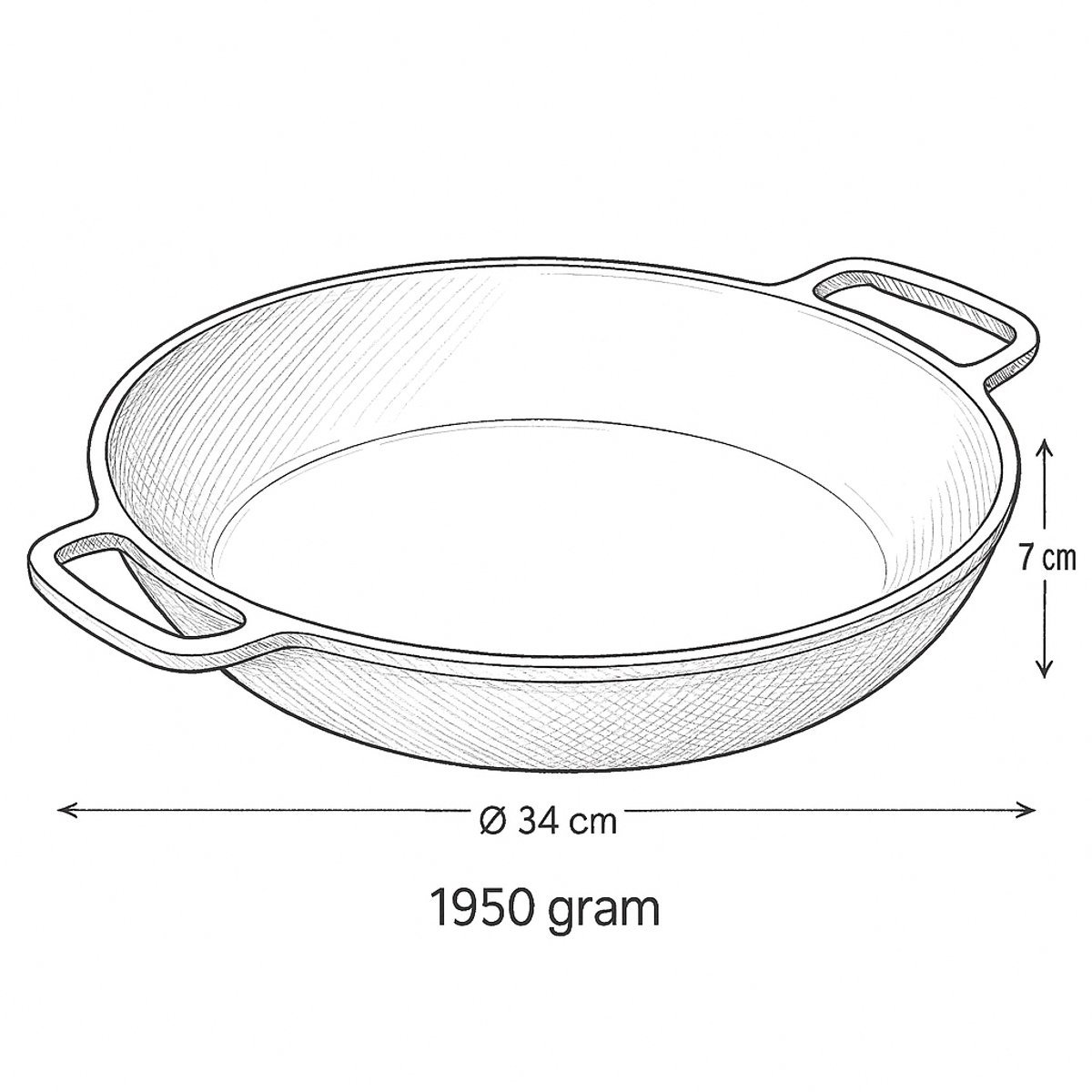Partita para servir de hierro fundido Ø 34 x 7 cm - Pan de parrilla Hierro fundido para cada barbacoa - Negro