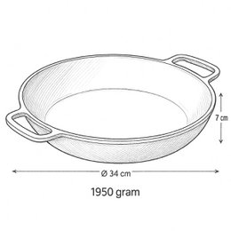 Støbejern serverende pan Ø 34 x 7 cm - grill pan støbejern til hver grill - sort