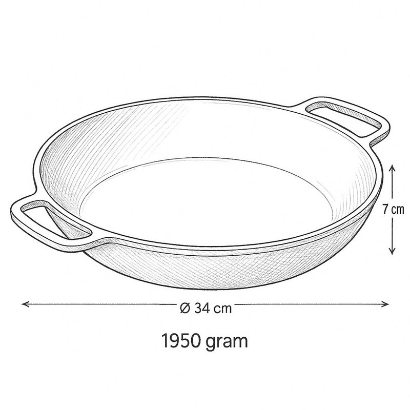 Støbejern serverende pan Ø 34 x 7 cm - grill pan støbejern til hver grill - sort