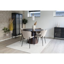 Maceda Dining Chair - Beige Bouclé, Black Legs - Set of 2