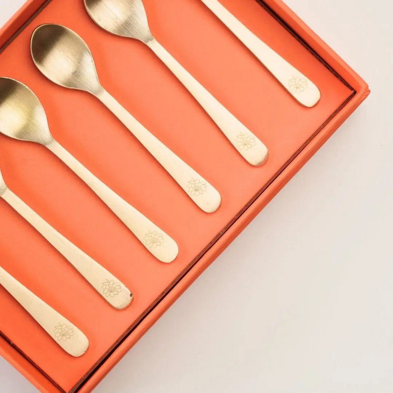 Esslöffel | Handgefertigtes Teebesteck aus reinem Messing | 6er-Set