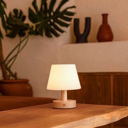 Teddy lichtbruine houten oplaadbare tafellamp