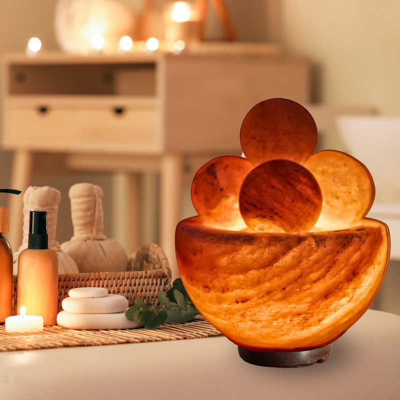 Himalaya-Salzkristalllampe – 4 Massagekugeln 2 kg – Naturmaterial – Geschenk- und Dekorationsidee
