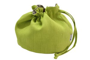 Linen bread basket (green)