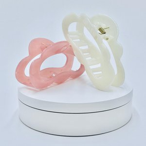Elegante dameshaarclip - minimalistische haarclip in wit en roze | Stijlvol haaraccessoire