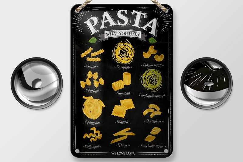 Blechschild Pasta 12x18cm Nudeln what you like Essen Dekoration
