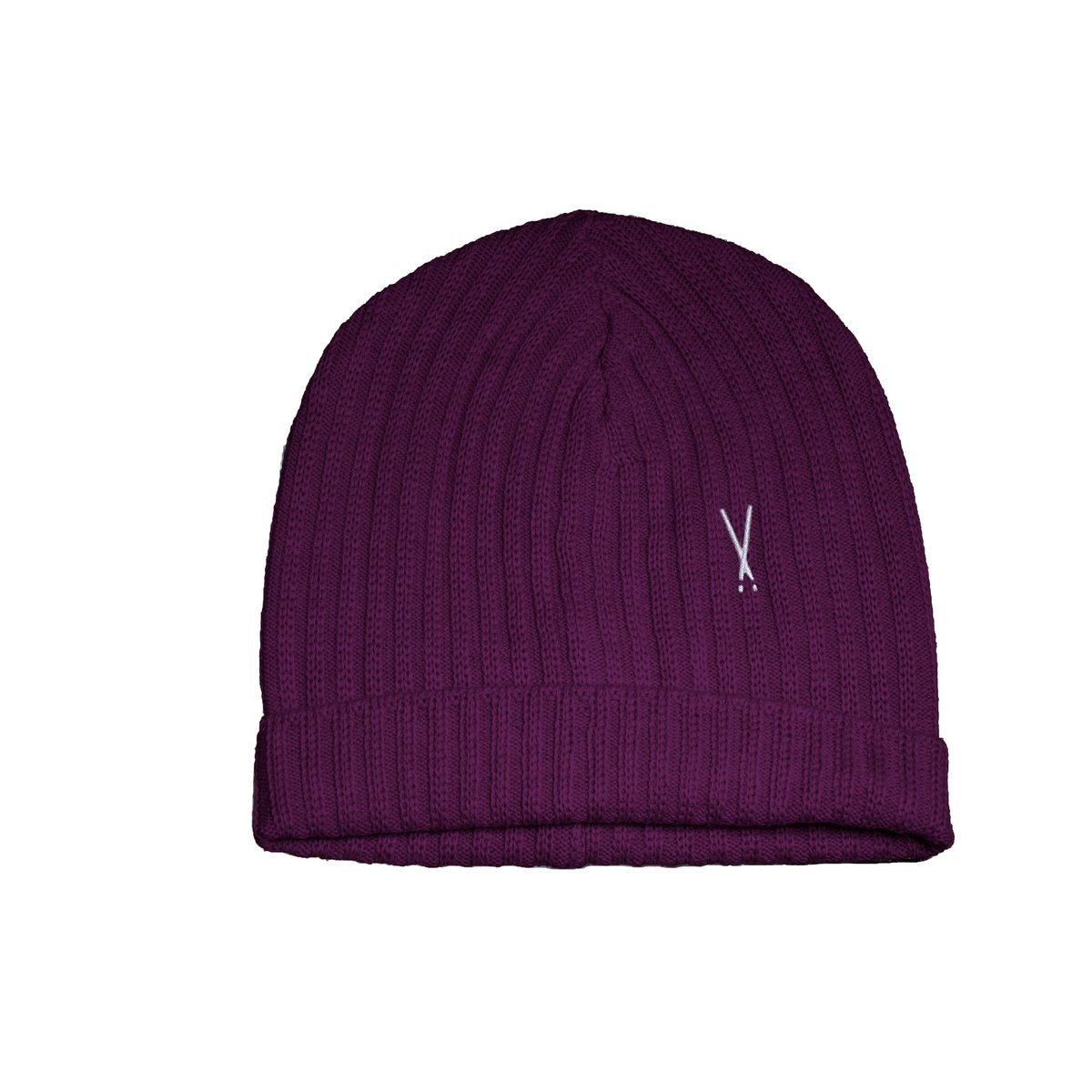 Purple wool and acrylic beanie
