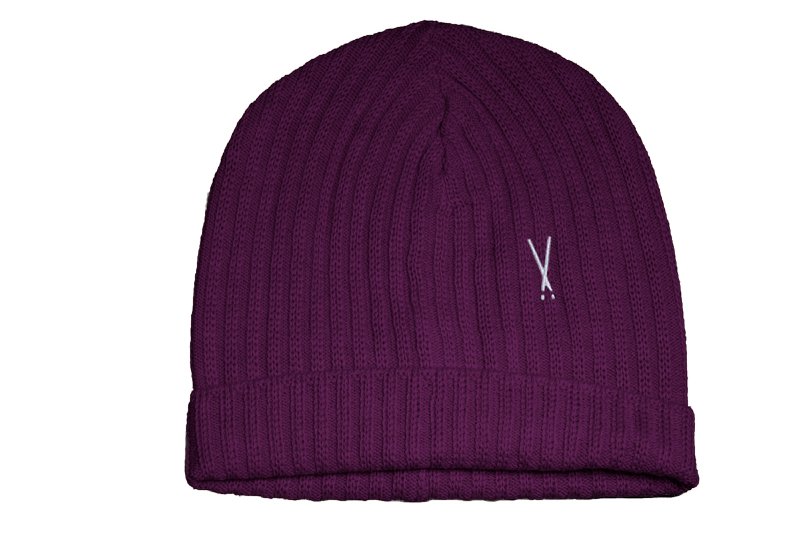 Purple wool and acrylic beanie