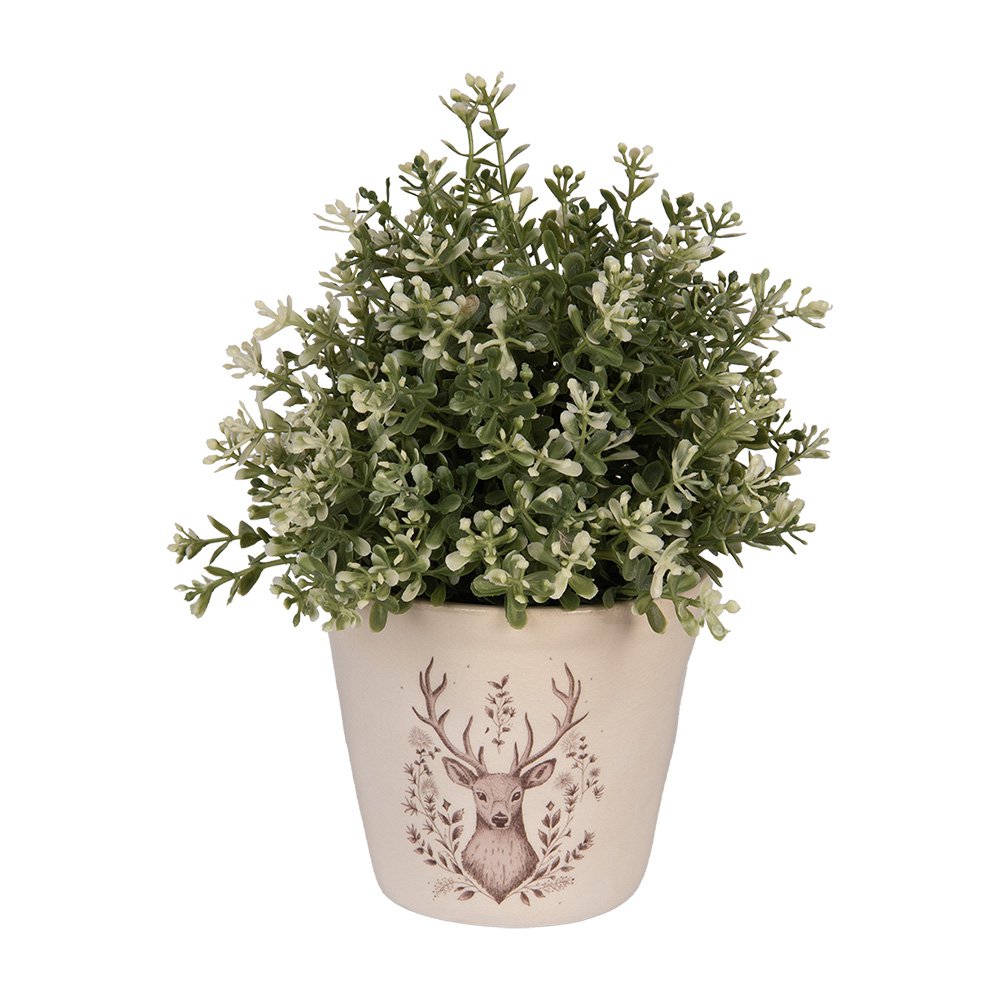 Bloempot Ø 12x11 cm Beige Keramiek Hert