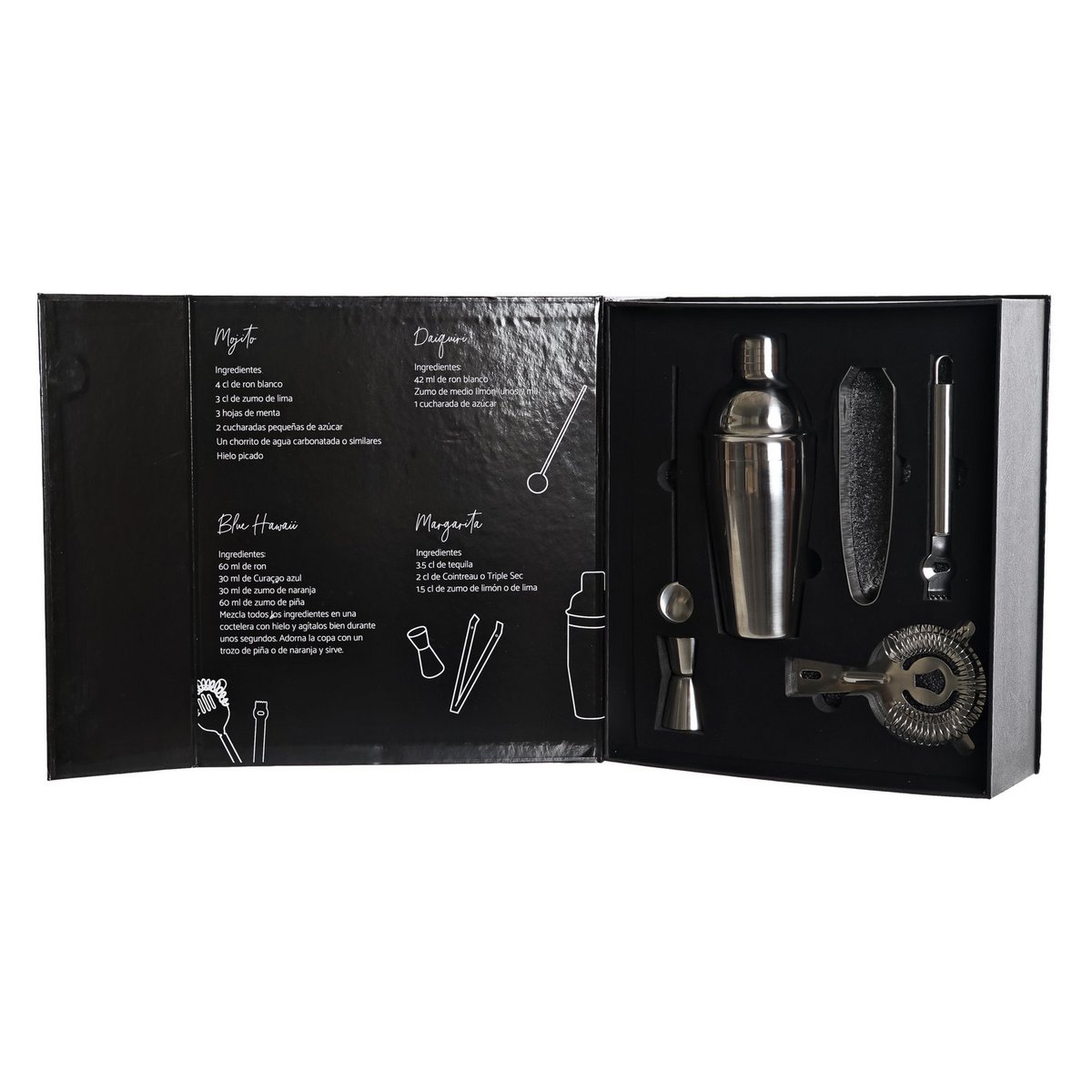 COCKTAIL SET 6 INOX 8X8X21 550ML NOIR RC185258