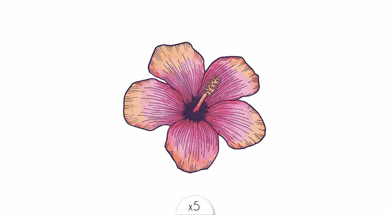 Temporary tattoo: Hibiscus flower x5
