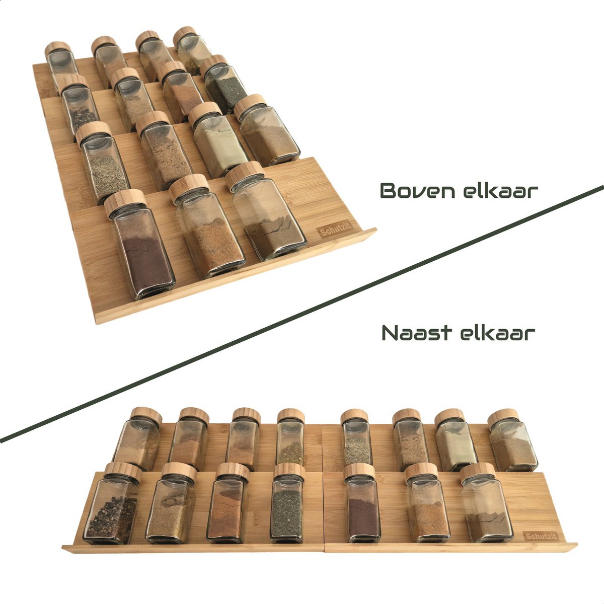 Bamboe kruidenrek - 4 delen liggend