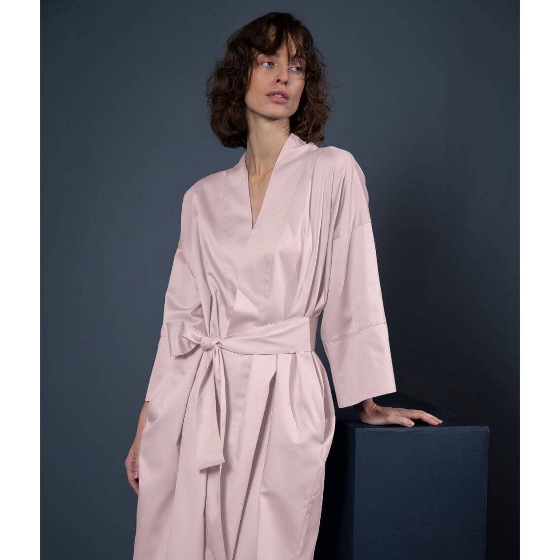 Satino chalatas kimono Solid Primrose Pink