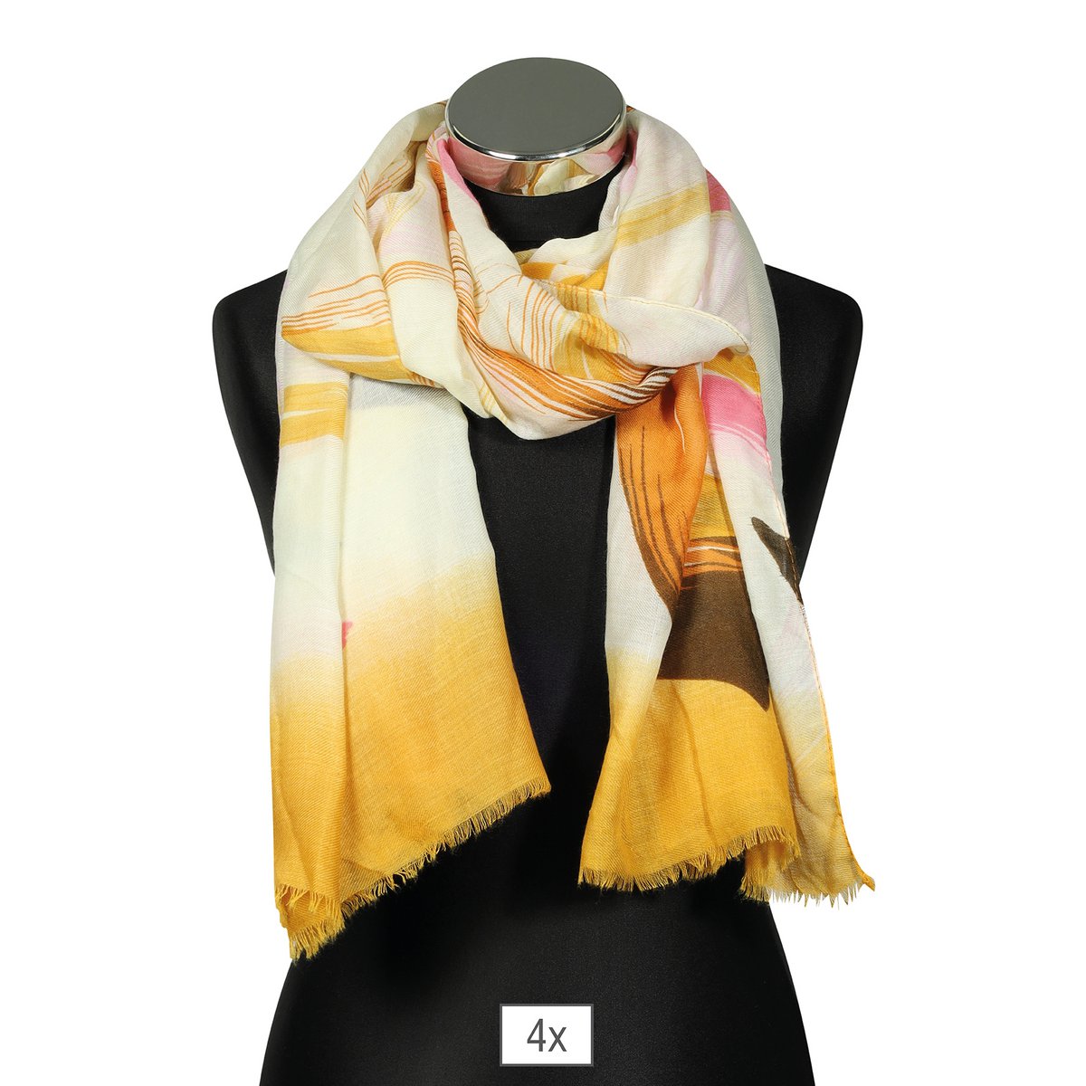 Confezione sciarpa, giallo/rosa, 80 x 180 cm, 100% viscosa, VE 4