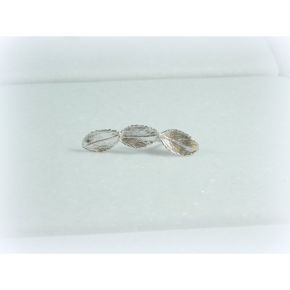 Rose Leaf Earrings: Sterling Silver Ear Climbers (Mismatched Pair)