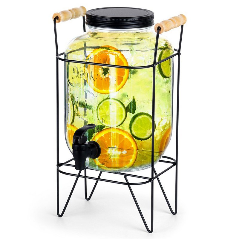 Dispenser med hanen og stå sort 4,2 L