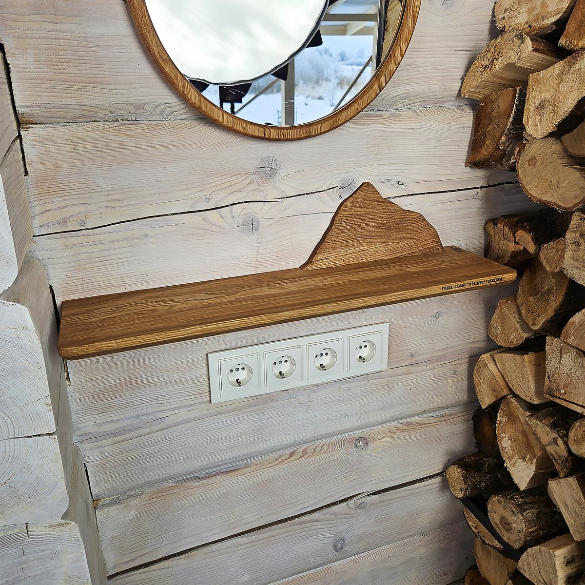 Estante de montaña flotante, decoración de pared de madera rústica para interiores inspirados en la naturaleza