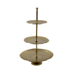 Organic cake stand, three tiers, gold, aluminum, 24x70 cm
