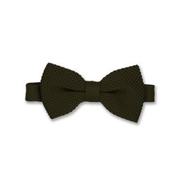 Moss green knitted bow tie and pocket square set