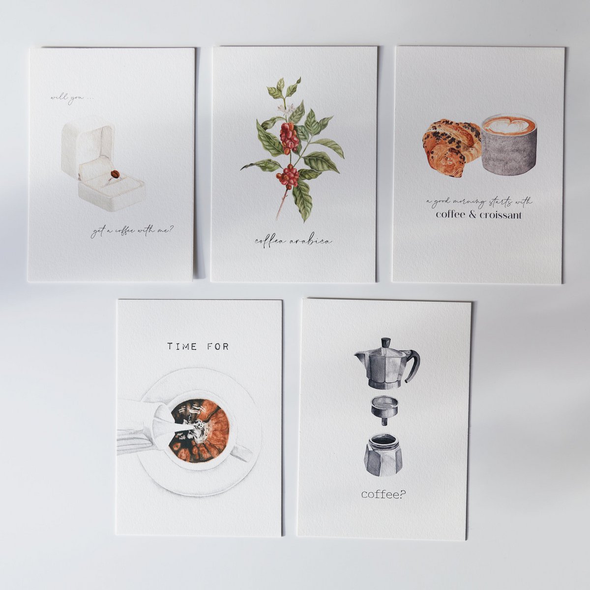 Koffie ansichtkaarten set van 5