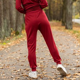 Merino 250-Set für Damen, bestehend aus Oberteil mit Reißverschluss und Jogginghose, Königskirsche