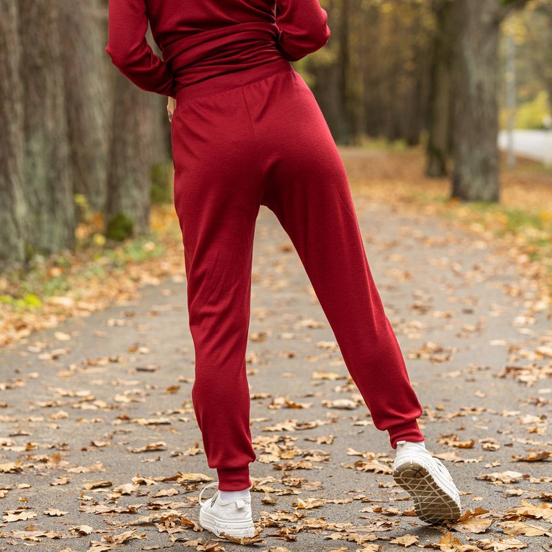 Merino 250-Set für Damen, bestehend aus Oberteil mit Reißverschluss und Jogginghose, Königskirsche