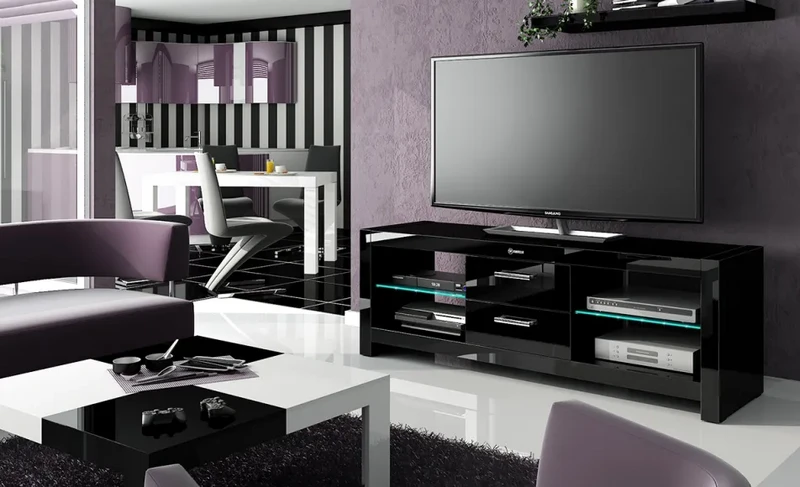 Prisches TV meubles noir haut brillant noir haut brillant