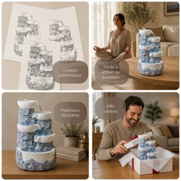 Indoor Fountain - Ganda - Natural Stone Effect Waterfall - Colorful Led Light - Zen Decoration and Gift Idea