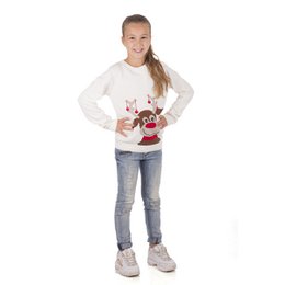 Jul sweater børn - rensdyr hvid
