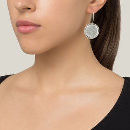 Boucle d'oreille crochet disque en argent plaqué argent