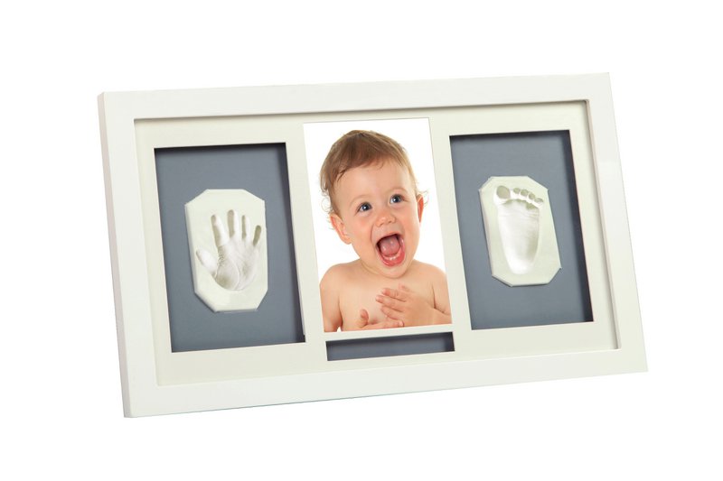 Adora Horizontal Frame – Photo & 2 Baby Hand/Footprints, Large