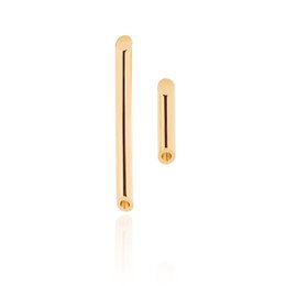 Round gold-tone stud earrings with a simple, minimalist design.