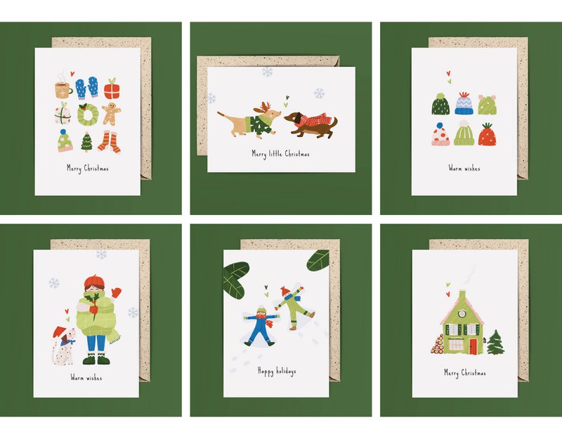 conjunto de tarjetas de navidad