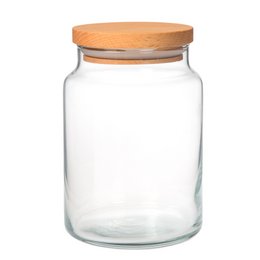 Pot de conservation en verre Joy Kitchen avec couvercle en bois 890 cc