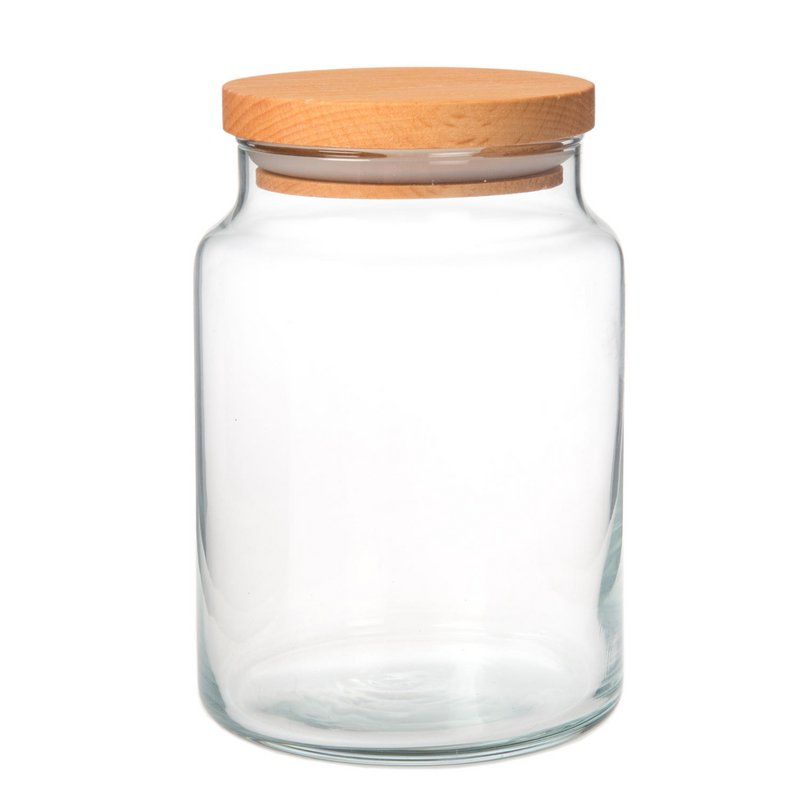 Pot de conservation en verre Joy Kitchen avec couvercle en bois 890 cc