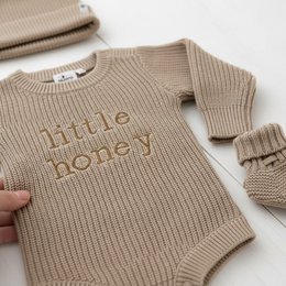 Nuvinokids® Bio Set Baby Little Honey Beige con cappello e scarpine