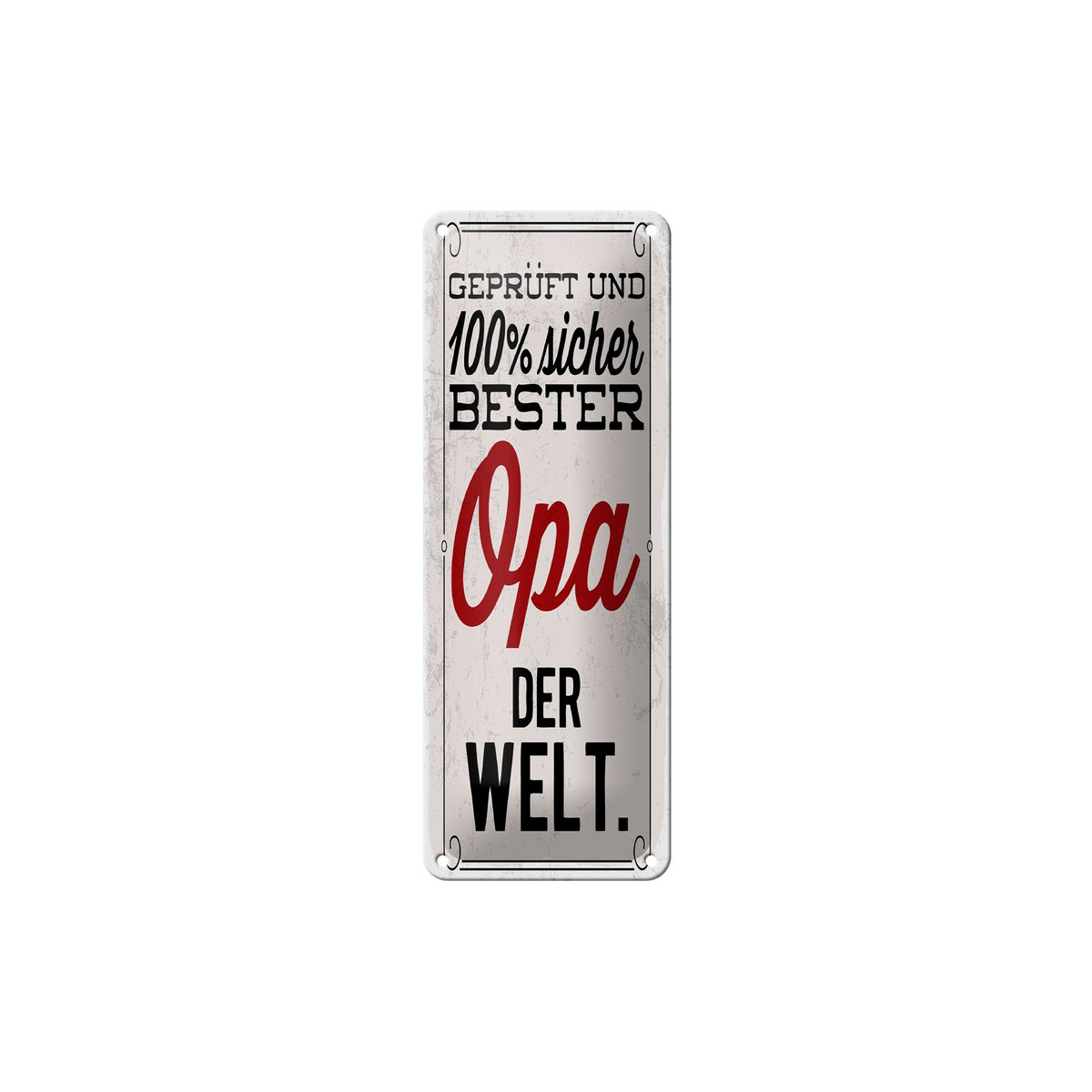 Blikken bord met de tekst 27x10 cm getest en veilig beste opa ter wereld decoratief bord