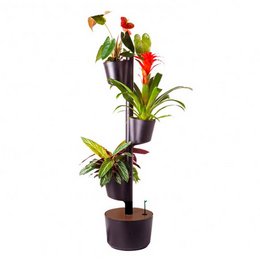Vertical planter with automatic watering and Wi-Fi, featuring 3 pots for plants. The planter has a modern, sleek design with a dark brown color and the "citysens" logo visible.