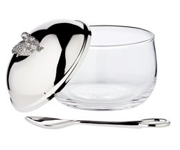 EDZARD jam jar duck with spoon, noble silver-plated, height 10 cm, diameter 10 cm