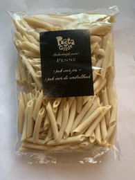 "Penne pasta 250g, golden yellow dried pasta tubes, gift packaging, Italian style"