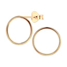Fine circle stud earrings made of 925 sterling silver with a rose gold finish.
