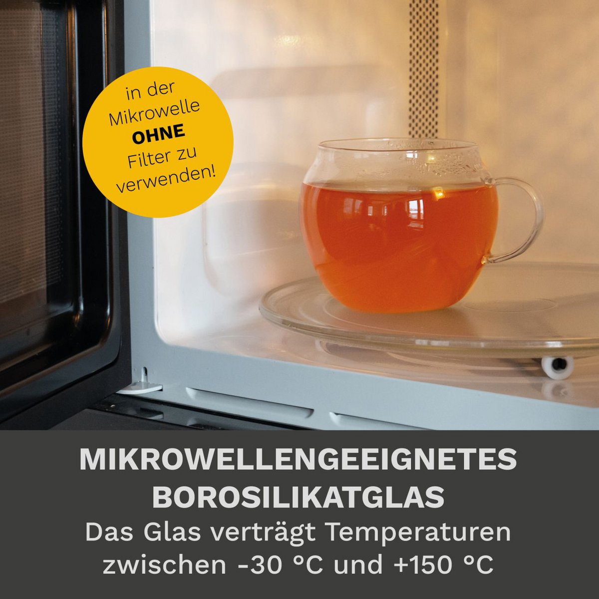 Creano Jumbo XXL Glas-Teetasse mit Henkel