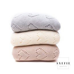Coperta del bambino | AMORE lavorato a maglia | Grigio