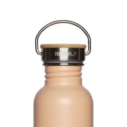 RVS drinkfles bamboe dop 500 ml steel PINK