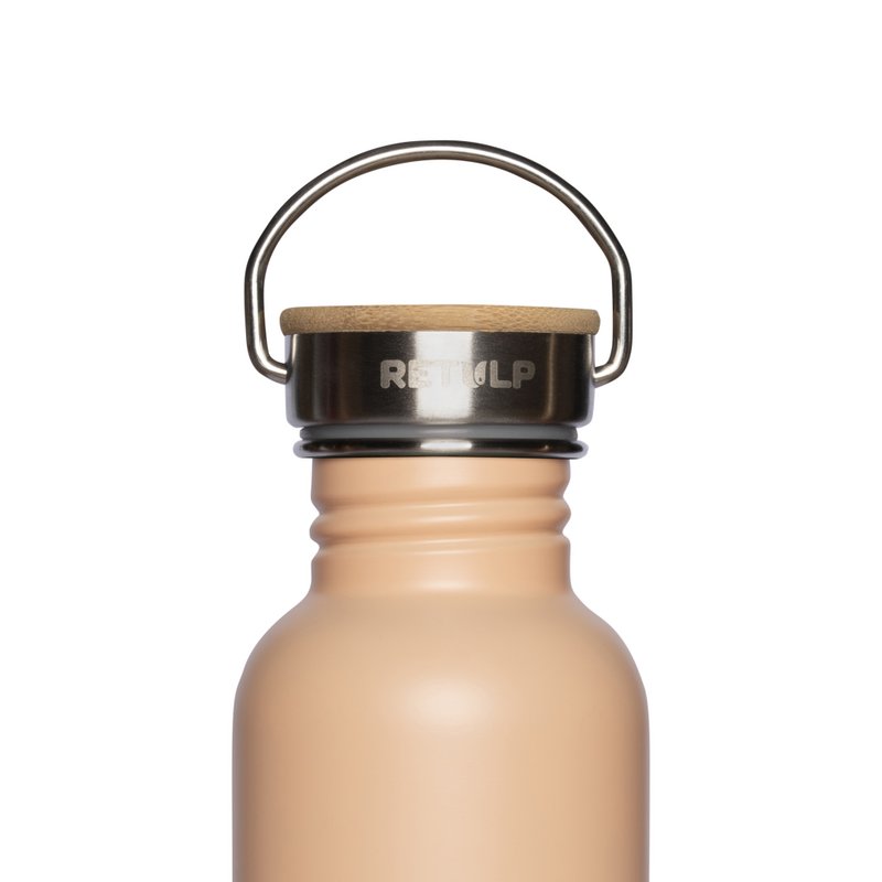 Rustfrit stål drikkeflaske bambus låg 500 ml stilk PINK