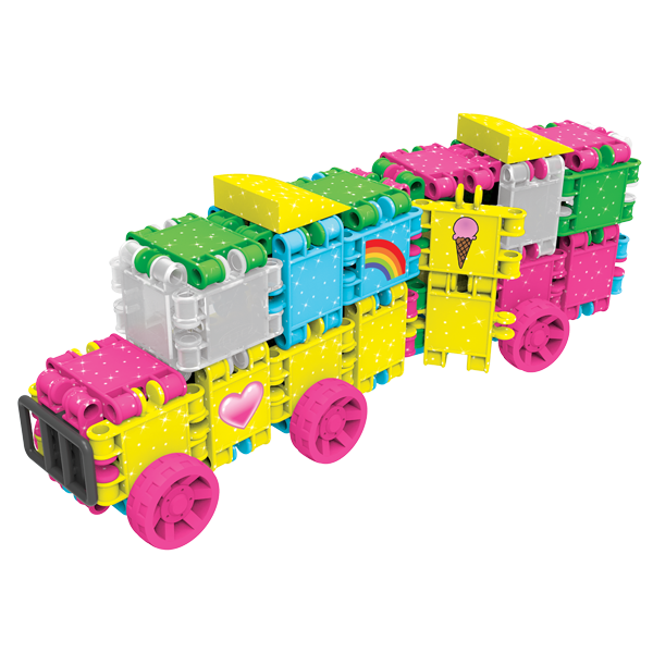 Clics building blocks– DURABLE TOYS made of RECYCLED PLASTIC (Made in Belgium)- Glitter building set 8 in 1